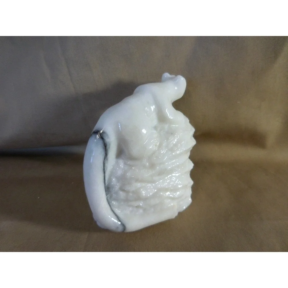 Zuni Native  Carved Mountain Lion Fetish Jerold Leekity White Marble  #533fff
